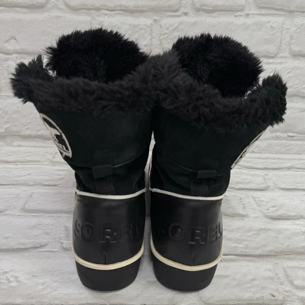 Sorel Tivoli Winter Snow Boot Womens Sz 10.5 Waterproof‎ Black Leather Lace-Up